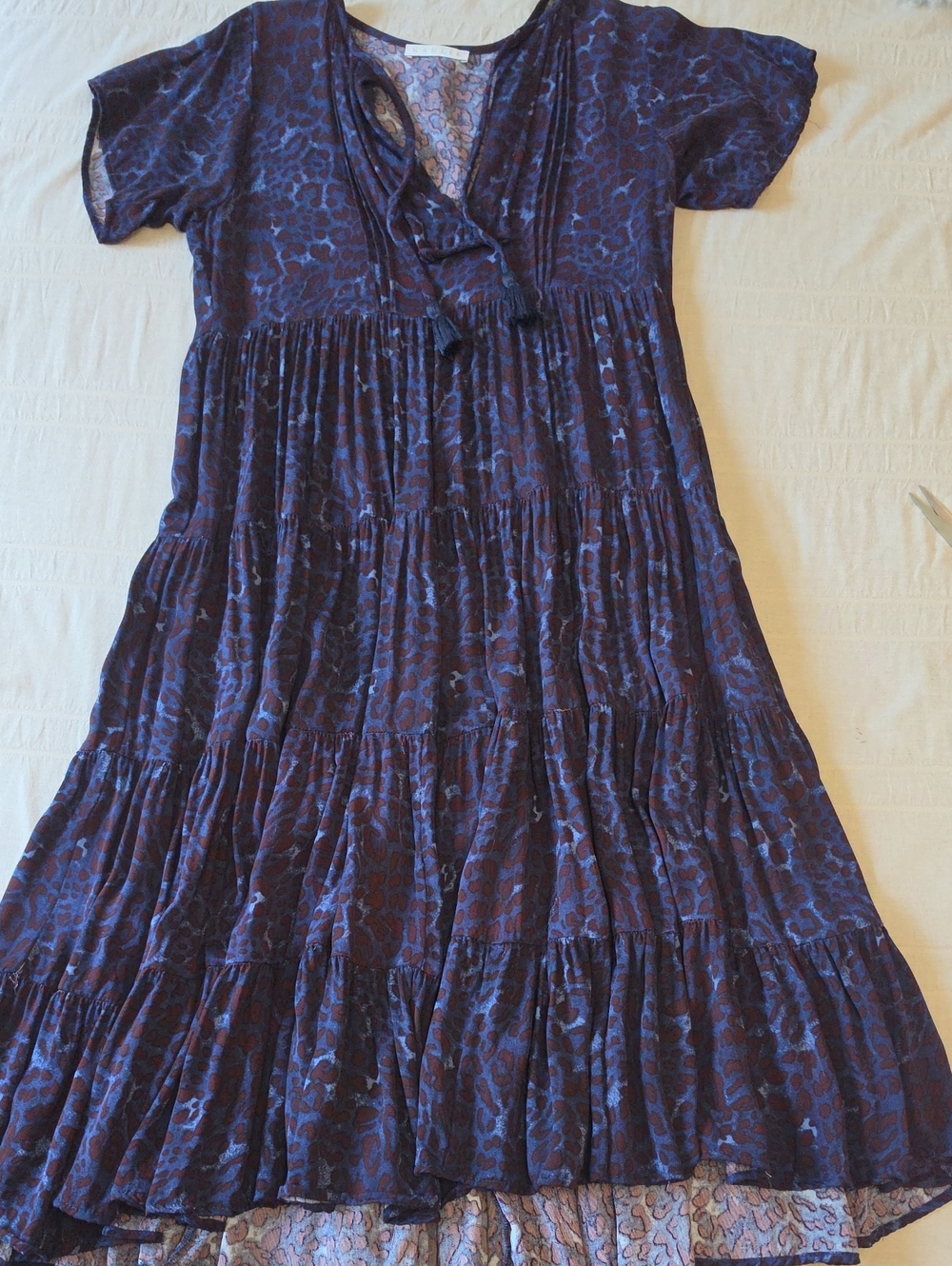 Karlie Bold Animal Print Tiered Midi Dress Size Small ? (See Measurements)